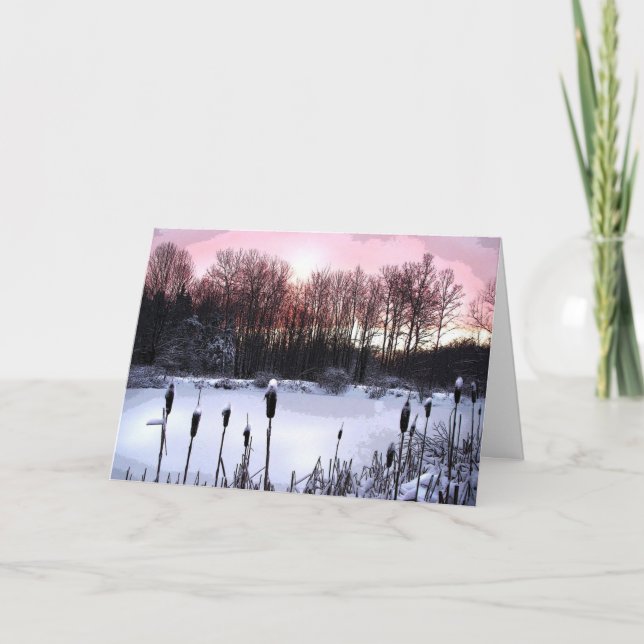 Cartes Pour Fêtes Annuelles Noël Sunrise Pond (Devant)