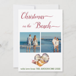 Cartes Pour Fêtes Annuelles Noël sur la plage Collage de coquillages blancs