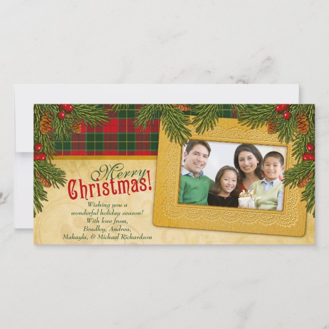 Cartes Pour Fêtes Annuelles Noël traditionnel Plat Famille Vacances Photo (Devant)