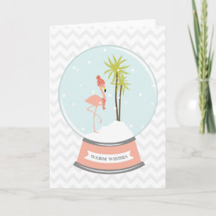 Cartes Pour Fêtes Annuelles Noël tropical de Flamant rose d'île - rose