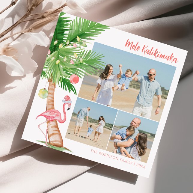 Cartes Pour Fêtes Annuelles Noël tropical hawaïen Mele Kalikimaka (Créateur téléchargé)