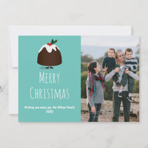 Cartes Pour Fêtes Annuelles Noël turquoise Pudding Photo Noël