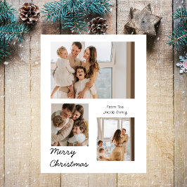 Cartes Pour Fêtes Annuelles Noël Typographie moderne Trois photos