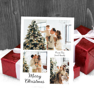Cartes Pour Fêtes Annuelles Noël Typographie moderne Trois photos
