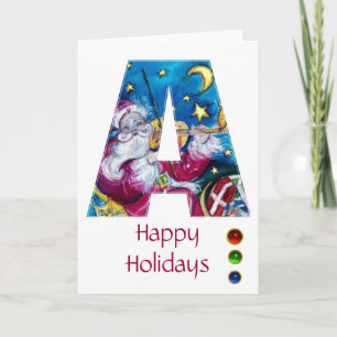 CARTES POUR FÊTES ANNUELLES NOËL UNE LETTRE / MONOGRAMME PÈRE NOËL INSPIRÉ