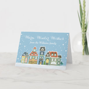 Cartes Pour Fêtes Annuelles Noël Vacances Hiver Village de neige Maisons