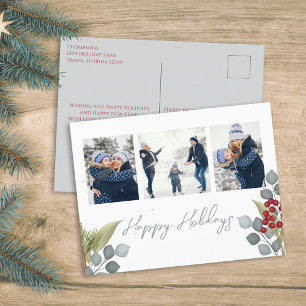 Cartes Pour Fêtes Annuelles Noël Vacances Holly Berries Verdure 3 Photo