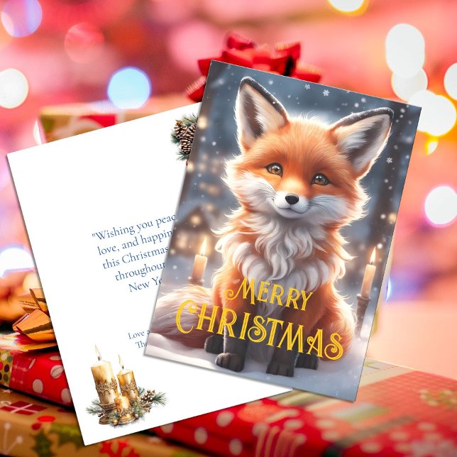Cartes Pour Fêtes Annuelles Noël Vacances mignonnes hiver Renard rouge Noël (Créateur téléchargé)