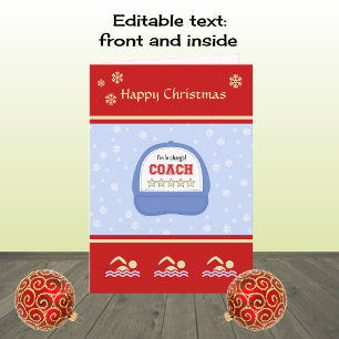 Cartes Pour Fêtes Annuelles Noël vacances natation coach accueil personnalisé