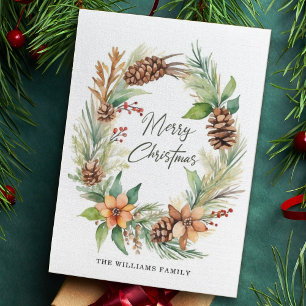 Cartes Pour Fêtes Annuelles Noël Vacances Serrure Pinecones Berries Folithe