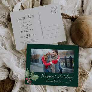 Cartes Pour Fêtes Annuelles Noël Verdure Joyuses Fêtes Enregistrez la Date