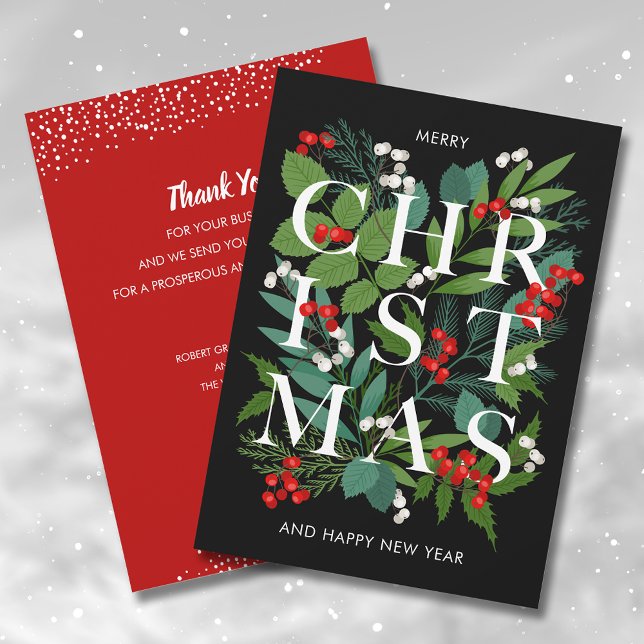 Cartes Pour Fêtes Annuelles NOËL Vert Merci d'affaires (Créateur téléchargé)