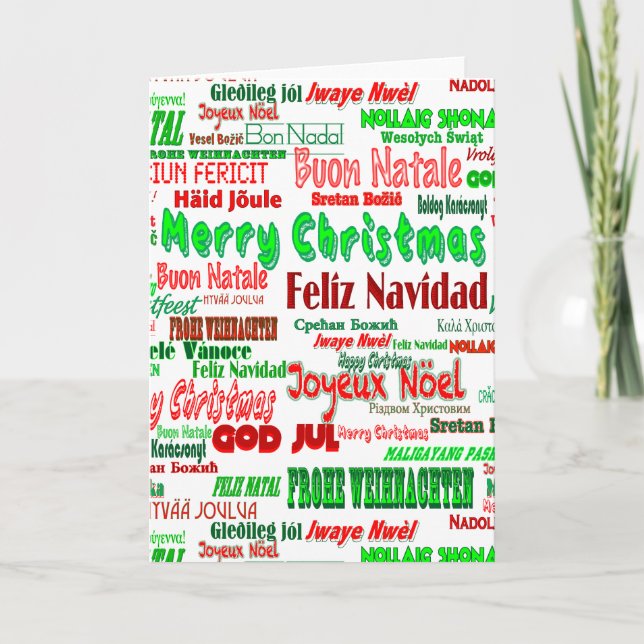 Cartes Pour Fêtes Annuelles Noël vert rouge d'amusement Joyeux dans beaucoup (Devant)