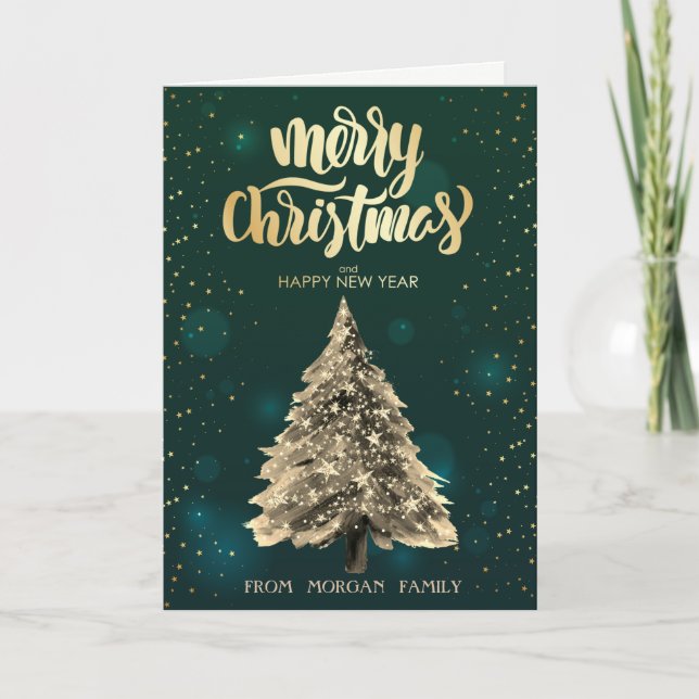 Cartes Pour Fêtes Annuelles Noël vert sapin de Noël (Devant)