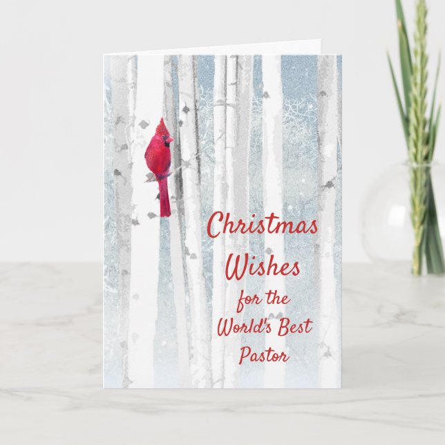 Cartes Pour Fêtes Annuelles Noël veut Cardinal Rouge pour Pasteur (Devant)