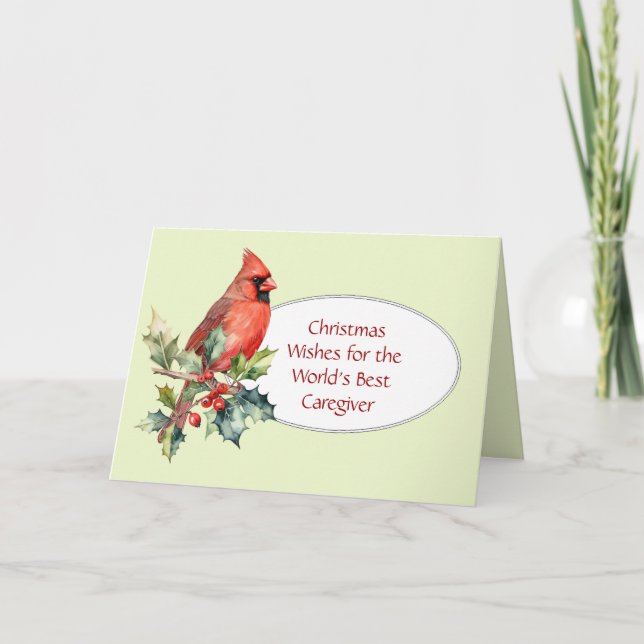 Cartes Pour Fêtes Annuelles Noël veut Holly Berry Cardina pour aidants naturel (Devant)