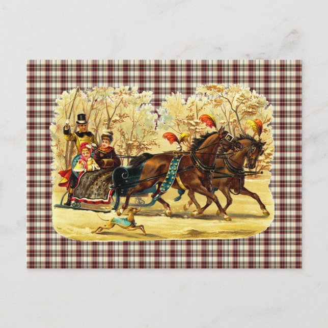 Cartes Pour Fêtes Annuelles Noël Victorian Sleigh Ride (Devant)
