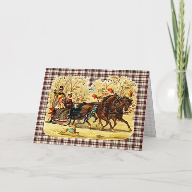 Cartes Pour Fêtes Annuelles Noël Victorian Sleigh Ride (Devant)