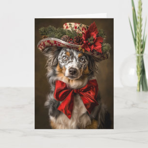 Cartes Pour Fêtes Annuelles Noël Victorien Aussie Merle Bleu Chien