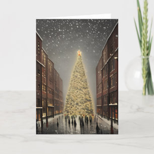 Cartes Pour Fêtes Annuelles Noël victorien britannique avec Gold Tree