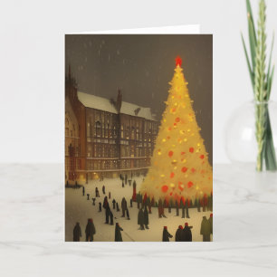 Cartes Pour Fêtes Annuelles Noël victorien britannique avec Gold Tree