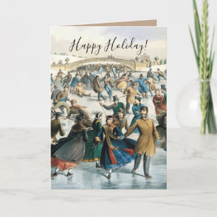 Cartes Pour Fêtes Annuelles Noël victorien Central Park Currier & Ives