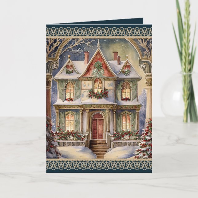 Cartes Pour Fêtes Annuelles Noël victorien élégant (Devant)