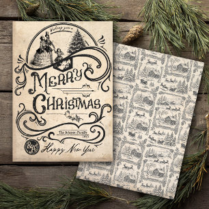 Cartes Pour Fêtes Annuelles Noël victorien noir vintage Unique