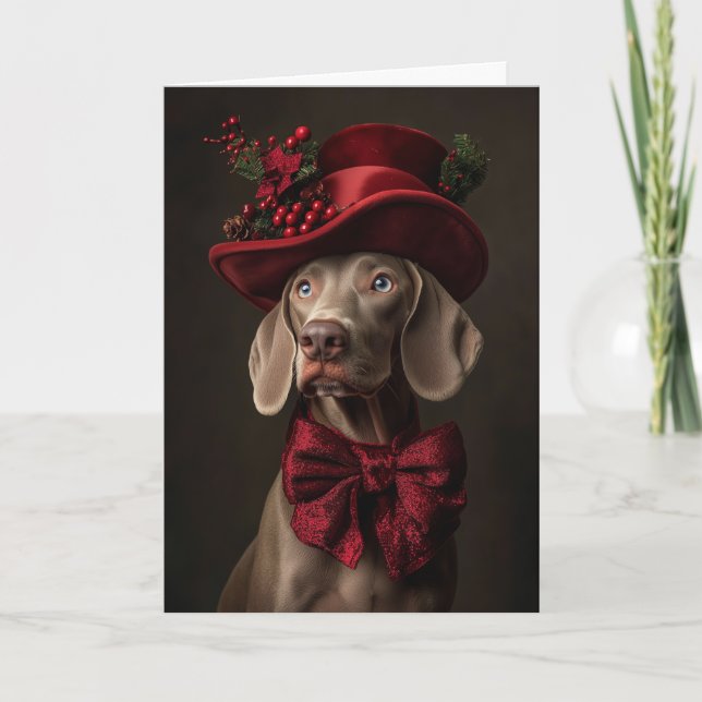 Cartes Pour Fêtes Annuelles Noël victorien Weimaraner (Devant)