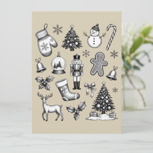 Cartes Pour Fêtes Annuelles Noël vintage 90 rétro Xmas vacances