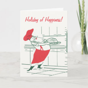 Cartes Pour Fêtes Annuelles Noël vintage, Chef du Père Noël et Turquie