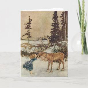Cartes Pour Fêtes Annuelles Noël vintage, Gerda et le renne de Dulac