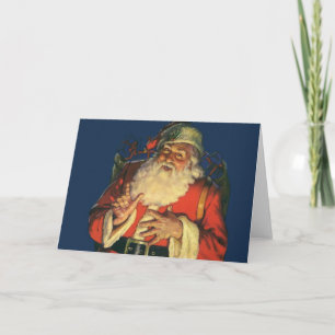 Cartes Pour Fêtes Annuelles Noël vintage, Jolly Santa Claus avec jouets
