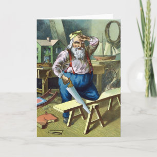 Cartes Pour Fêtes Annuelles Noël Vintage, Jouets du bâtiment du Père Noël Vêtu