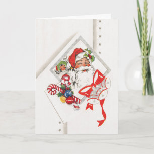 Cartes Pour Fêtes Annuelles Noël vintage, Père Noël avec Canneberges