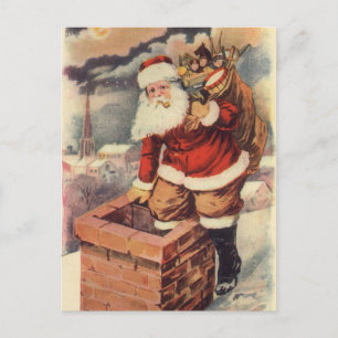 Cartes Pour Fêtes Annuelles Noël Vintage Père Noël victorien à Chimney