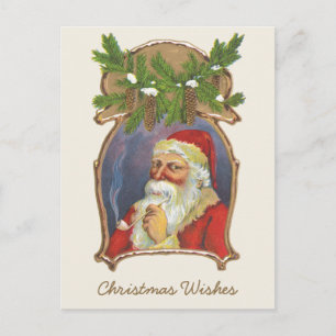 Cartes Pour Fêtes Annuelles Noël vintage, Père Noël victorien avec pipe