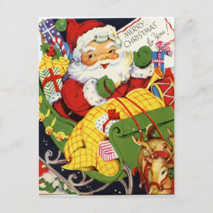 Cartes Pour Fêtes Annuelles Noël vintage rétro Père Noël