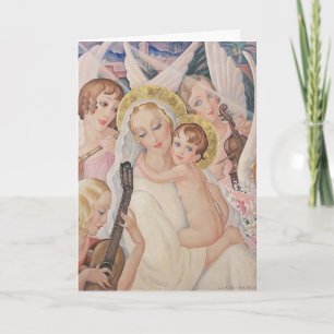 Cartes Pour Fêtes Annuelles Noël Vintage, Vierge avec enfant (1935)