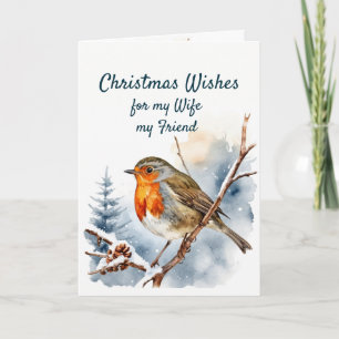Cartes Pour Fêtes Annuelles Noël Voeux Anglais Robin Femme Ami