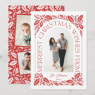 Cartes Pour Fêtes Annuelles Noël Voeux Berry Arch Red 3 Photo Collage