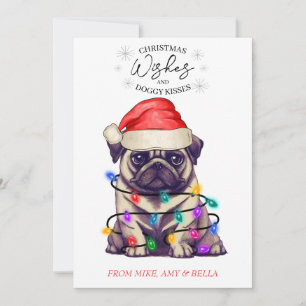 Cartes Pour Fêtes Annuelles Noël Voeux Chien Chiot Baisers Joli Animal Personn