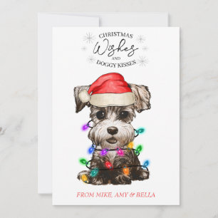 Cartes Pour Fêtes Annuelles Noël Voeux Chien Chiot Baisers Joli Animal Personn