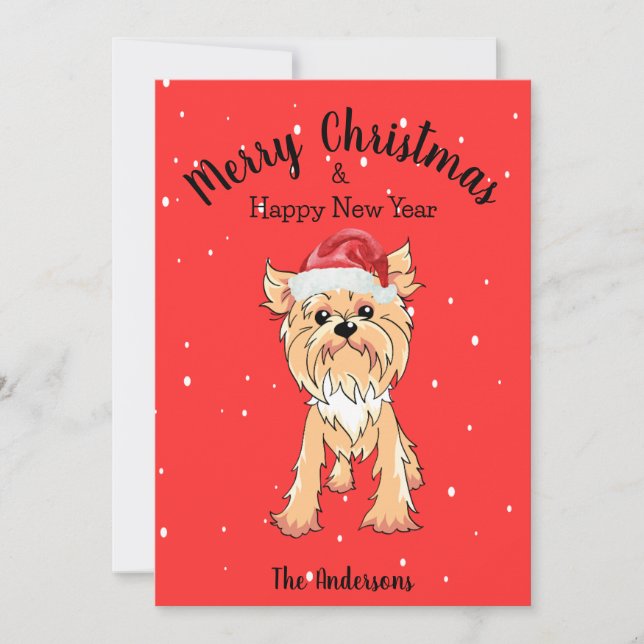 Cartes Pour Fêtes Annuelles Noël Yorkie (Devant)