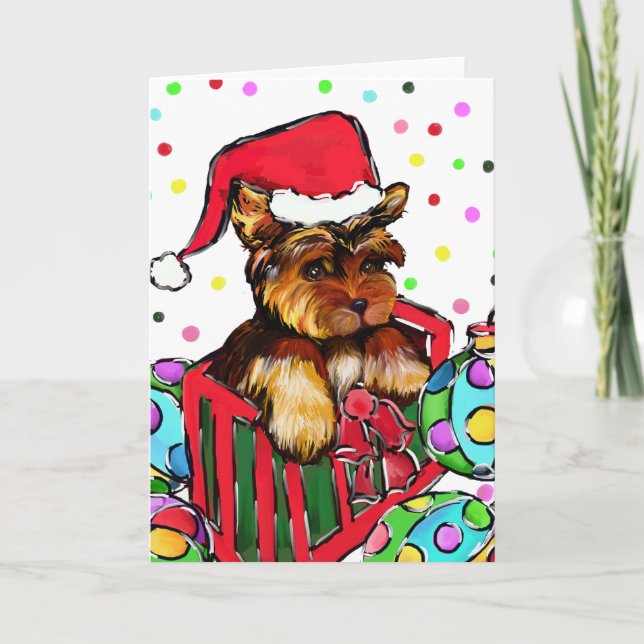 CARTES POUR FÊTES ANNUELLES NOËL YORKIE (Devant)