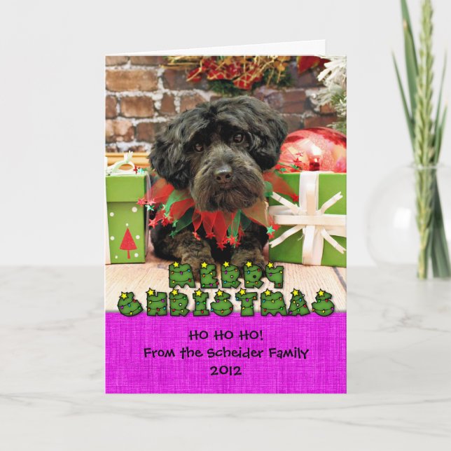 Cartes Pour Fêtes Annuelles Noël - YorkiePoo - Hannah (Devant)