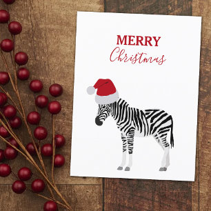 Cartes Pour Fêtes Annuelles Noël Zebra Funny Animal avec Santa Hat