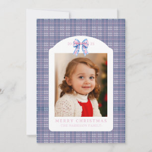 Cartes Pour Fêtes Annuelles Nœud à motif écossais rose et bleu Prépa