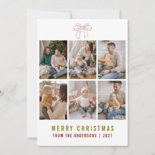 Cartes Pour Fêtes Annuelles Nœud Coquette Rouge Joyeux Noël 6 Collage Photo