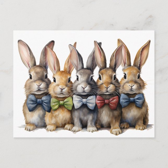 Cartes Pour Fêtes Annuelles Nœud papillon de lapin aquarelle fantaisie (Devant)